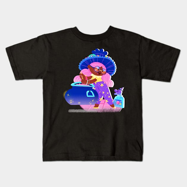 Cauldron witch Kids T-Shirt by cymbelinegensel1048